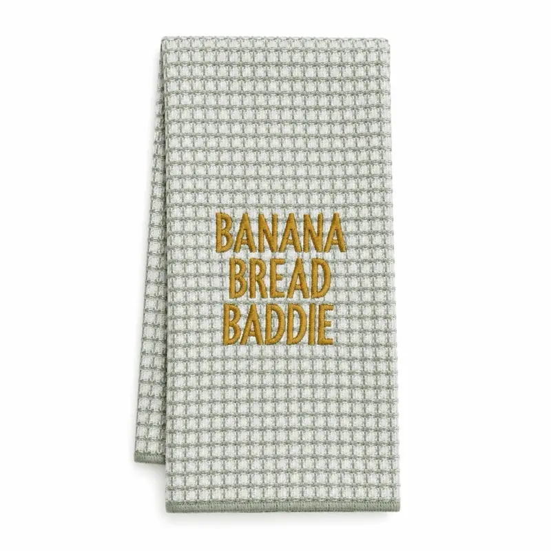 Custom Embroidery Hand Towel - Banana Bread Baddie Block Print