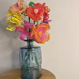 French Beaded Flowers - Colorful Beaded Floral Arrangement
