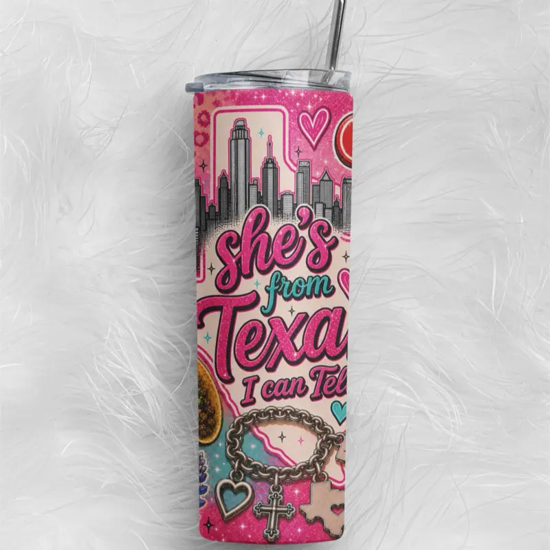 20 oz Custom Texas Tumbler – Insulated Stainless Steel