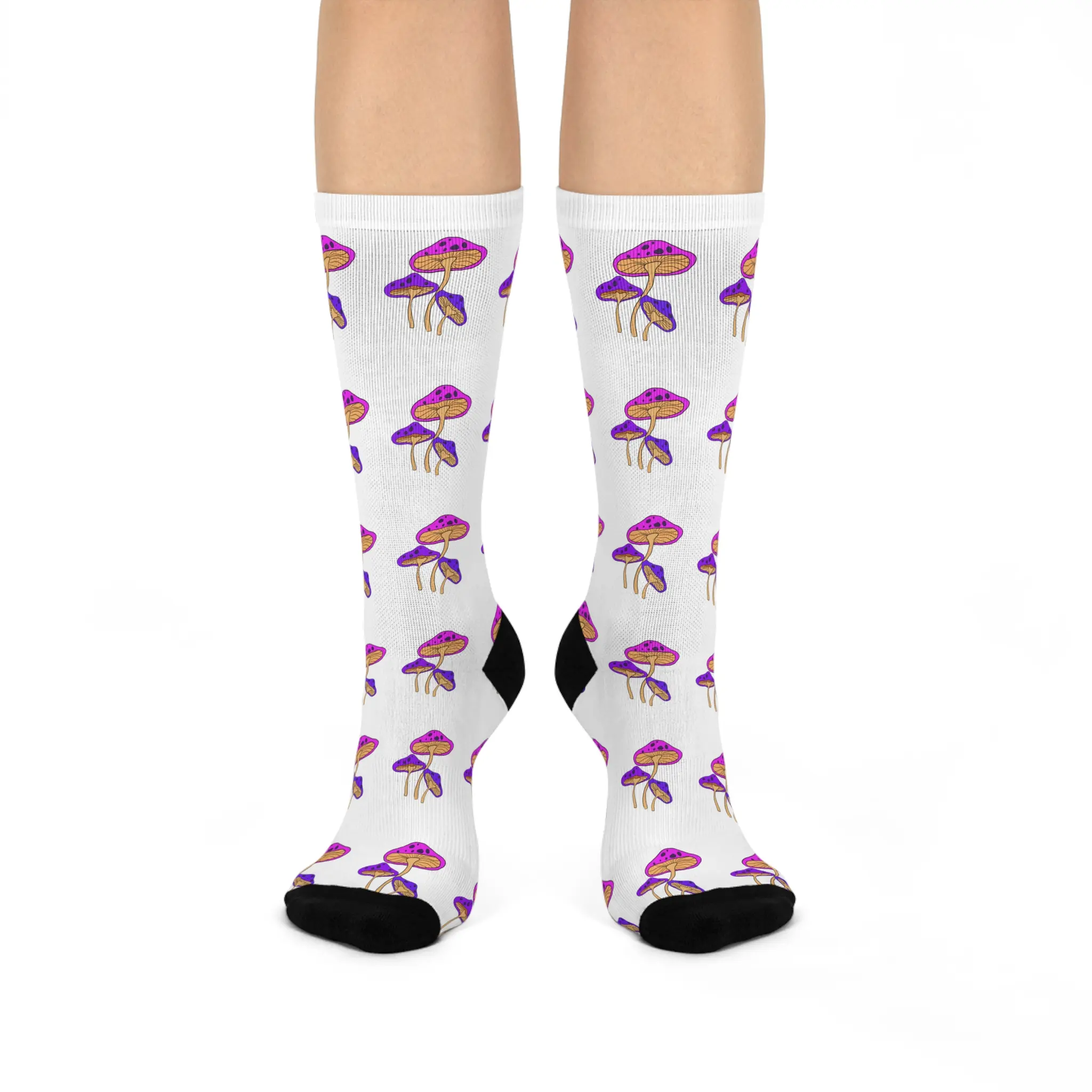 Whimsical Mushroom Cushioned Crew Socks, Fun Socks for Mushroom Lovers, Perfect Gift for Aquatic Theme Parties, Summer Fashion