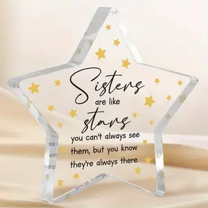 Acrylic Star Sister Plaque - Unique Birthday & Wedding Gift from Siblings,Funny & Sentimental Keepsake for Big Sisters - Perfect Home Decor Decoration Items