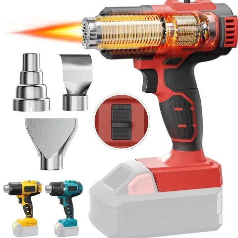 Cordless Heat Gun For Makita 21V Battery, 3Pcs Nozzles, LED Light, 381W Fast Heating Soldering Hot Air Gun, 2-Temp Setting Max 1022℉(550°C), Heat gun for Shrink Tubing, Crafts (Tool Only)