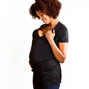BrownMed NuRoo Pocket Full-Coverage Baby Wrap Shirt - Black, Hands-Free for Skin-to-Skin Contact for Mothers