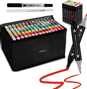120 Colors  Markers Brush Tip Dual Tip Art Markers for  Marker Pens with Pen Holder and Case for Adult Coloring Painting  for Painting,Sketching and Drawing Christmas
