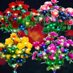 4-Piece Mixed-Color Outdoor Waterproof Solar Azalea Flower Lights for Garden & Lawn Decorations Perfect Mother's Day Gift Solar Powered Lights