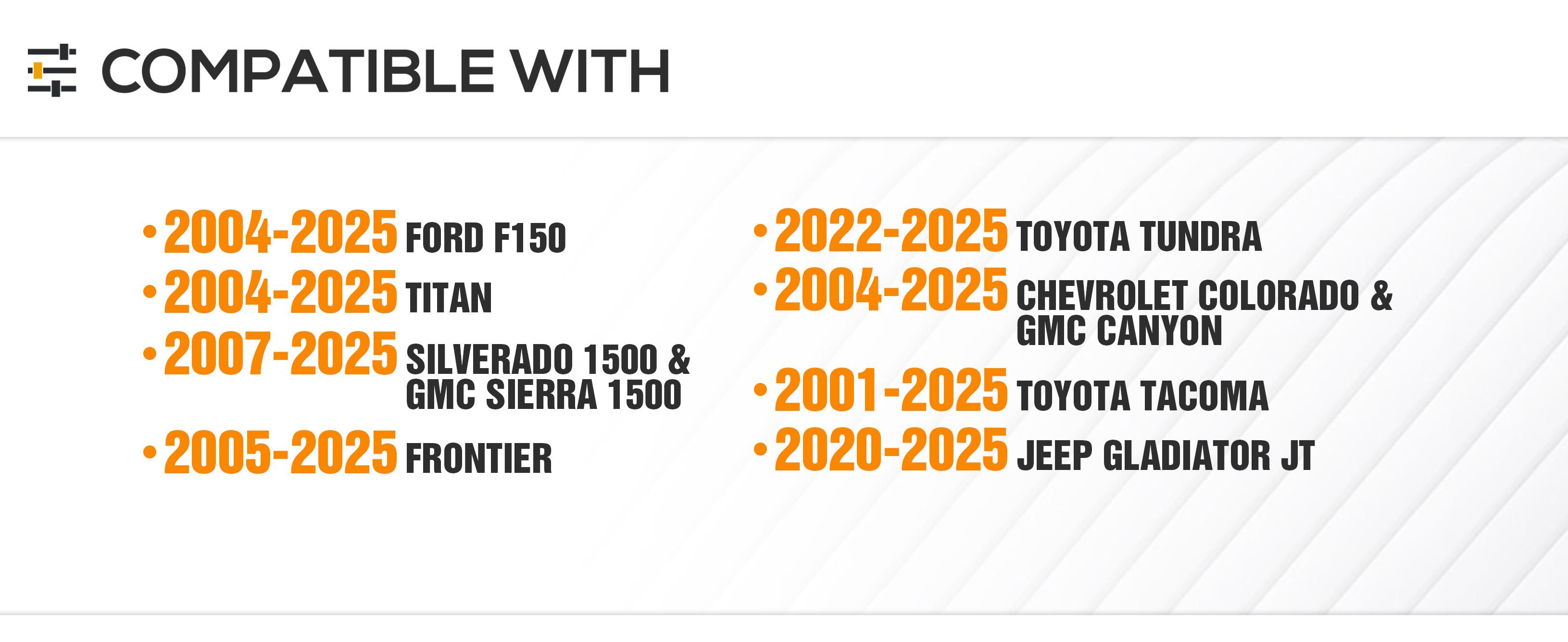 Truck Bed Roll Bar​s Tacoma F150 Tundra Gladiator JT Frontier Titan Silverado 1500 & Sierra 1500