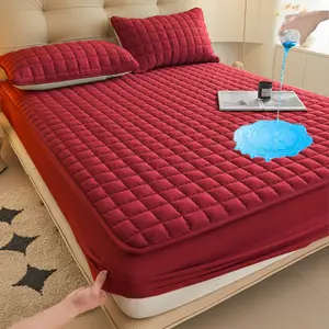 2pcs/3pcs  Waterproof Mattress Protector, Fitted Sheet & Mattress Cover Set with Deep Pocket  Soft Noiseless Breathable Stain-Resistant Bed Cover, Machine Washable, Includes Pillowcases for Bedroom, Guest Room, Dorm, Kids, Pets, Elderly, Hotels