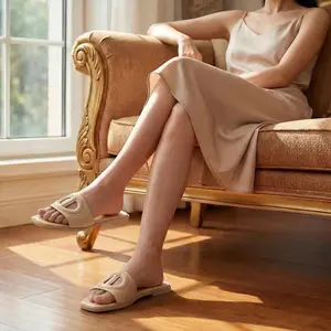 【22 EMMIE】Women's nude-colored openwork square-toe flat sandals, super comfortable and casual summer sandals, suitable for everyday wear, beach vacations, and office casual occasions.