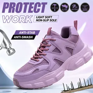 Women's Non Slip Work Shoes with Steel Toe Protection, Puncture Resistant, Lightweight Breathable Safety Sneakers for Nurses, Servers, Retail Associates & Warehouse Workers Standing All Day