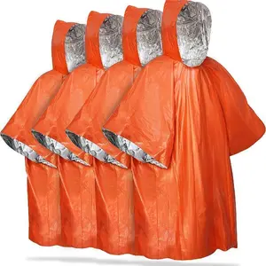 Outdoor Portable Raincoat, Aluminum Foil Raincoat, Camping Hiking Raincoat, Trekking Insulated Raincoat, Outdoor Survival and Rescue Anti-Exposure Raincoat, Emergency Raincoat, Insulated Raincoat, , 100cmX130cm, Double-Sided Usable Rainproof Rainy Season