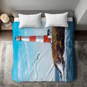 Begin Home Decor C1DCKSW0DDGWRA Lighthouse at the Edge of the Sea King Size Duvet Cover - Coastal Decor