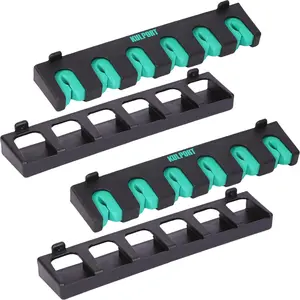 Wall-Mounted 6-Rod Fishing Rod Rack Holders, Vertical Fishing Pole Storage Racks for Garage & Boat, Green, 2 Pair