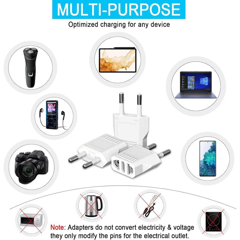 European Plug Adapter, 8 Pack US to Europe Plug Adapter, European Travel Type C Plug Adapter, 220V to 110V Adapter Plug America to Europe, Travel Adapter Europe Power Converter European Plug Adapter, 8 Pack US to Europe Plug Adapter, European Travel Type C Plug Adapter, 220V to 110V Adapter Plug America to Europe, Travel Adapter Europe Power Converter
