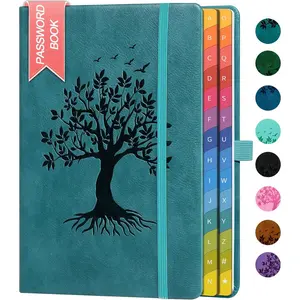 Password Book with Colorful Alphabetical Tabs, Internet Address & Login Password Keeper Book, 8.4" x 5.8" Hardcover Password Books for Seniors - Sea Green