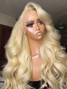 613 Lace Front Wig Human Hair 180 Density 13x4 Body Wave HD Transparent Lace Front Wigs Blonde Wig Glueless Wigs Pre Plucked Pre Cut With Natural Hairline