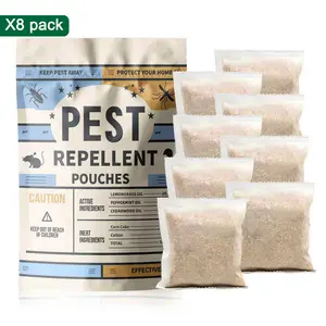 ULTRA-STRONG Pest Repellent Pouches | 8-Pack Peppermint Oil Infused | Stops Mice Rats Flies & Roaches | Safe for Cars Home & Pets | Indoor & Outdoor Protection