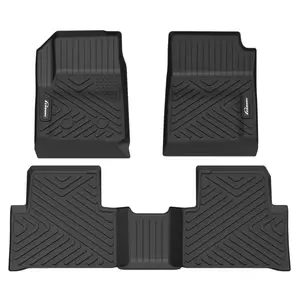 GARVEE Custom Fit Floor Mats Compatible with 2017-2024 Ford F-250 / F-350 Super Duty Crew Cab, Black TPE All-Weather Car Floor Liners, Front & Rear Row Set