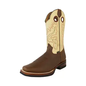 Men's Rodeo Style Genuine Leather Square Toe Western Boot Bota Footwear Made in Mexico
