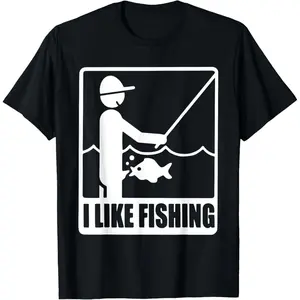 I Like Fishing Fathers Day Funny Fisherman Dad Papa Husband T-Shirt