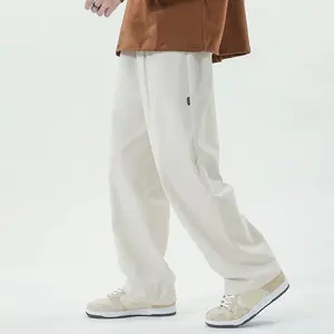 Men's Loose Pants in White - Stylish and Comfortable - Menswear, Trouser Plain Beige