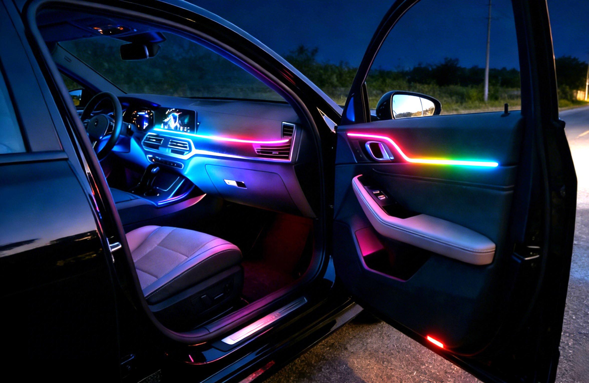 DIBMS APP Controlled RGB Car Interior Light strip,43.3 Inches Acrylic Auto Ambient Lighting Kit with Dreamcolor Chasing, Center Console Dashboard Lamps with APP Remote Control, Universal model, tape installation or embedded