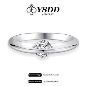 【#340 Spinning Saturn】Knife-edge Band Spin Synthetic Moissanite Rings in 925 Sterling Silver 0.5CT