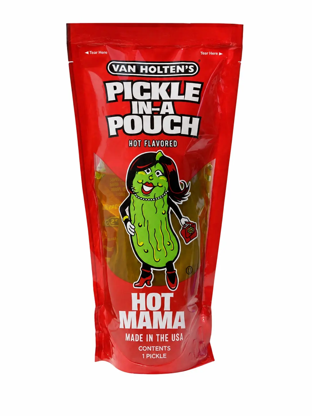 Van Holten’s Hot Mama Pickle-In-A-Pouch – Hot & Spicy Jumbo Dill Pickle – Viral Ready-to-Eat Pickle Snack – 1 Count