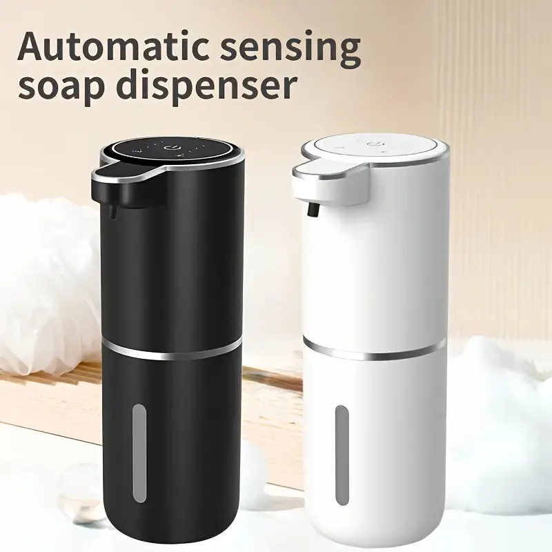 Smart Sensor Soap Dispenser |   Automatic No-Touch Liquid Release, 13.53oz Capacity, Four-Level Adjustable Flow Rate, Electric Power Display, Freely Replaceable Fluid, USB Quick Charging, Wall Mount, Nickel