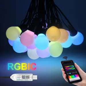 Smart WiFi LED Light String Linkable Led with Alexa and Google Assistant, USB 5v, 15m/30m, APP & Remote Control, Music Sync, Flexible Ambient Lighting, Outdoor Garden Wedding Camping Decorations