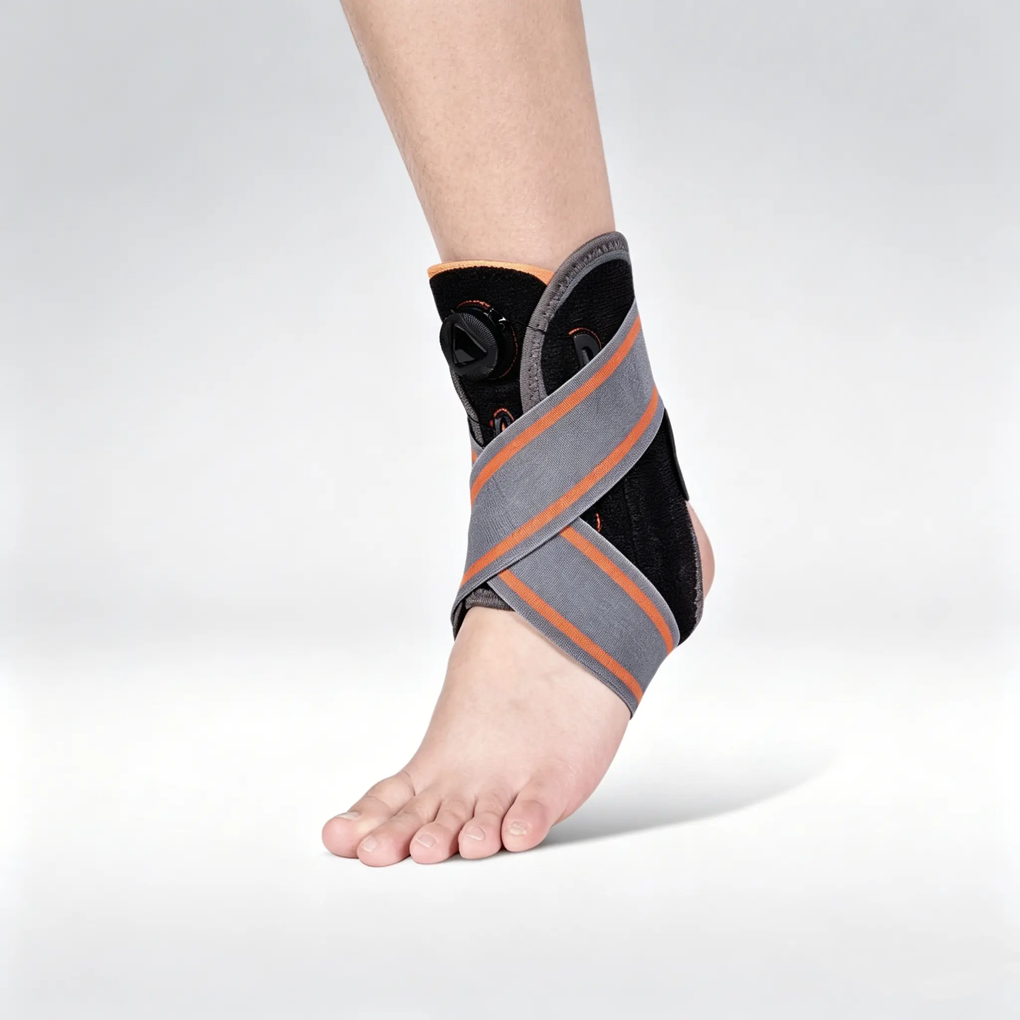 Adjustable Dial Ankle Support Brace - Easy-Turn Boa Dial System, Custom Fit, Breathable SBR, Left/Right Matched, Slim Open Heel, Hook & Loop, Lightweight Compression, High Support Protective Gear for Daily Walking, Running Errands, Accessories For Women