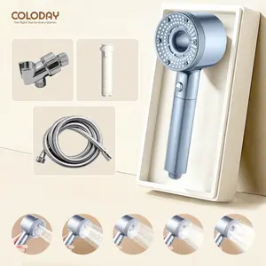 Durable High-Pressure Adjustable Shower Head with Turbo Air Boost & Five Spray Modes for Powerful Gentle Shower Experience