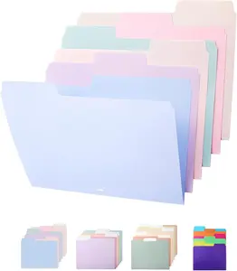 Pastel File Folders 6 Pack, Letter Size File Organizers with 1/3 Cut Tabs, Coloured Office Filing Folders for Documents, Paperwork & School Supplies