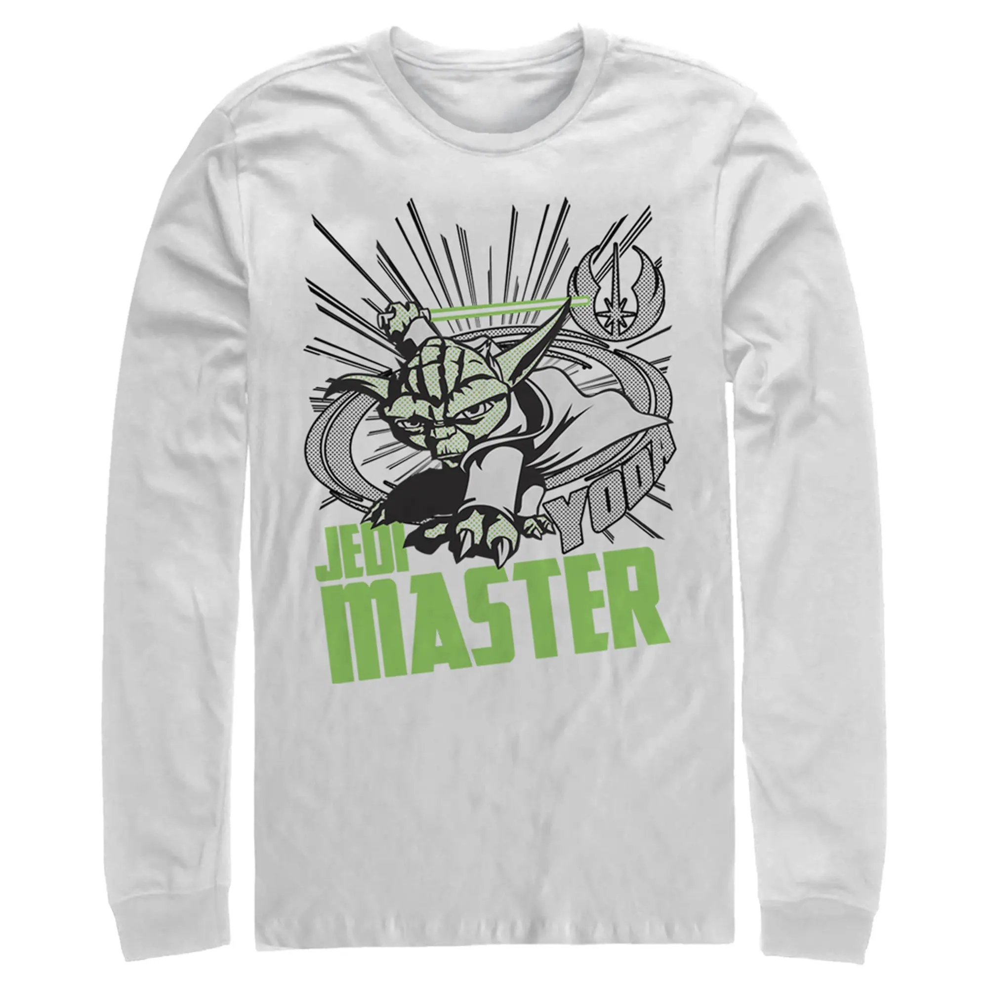 Men's Star Wars: The Clone Wars Yoda Jedi Master Casual Fashion Stylish Longsleeves T-Shirt, Menswear Action Pose Top, Tee