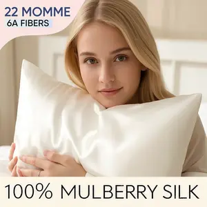 Premium Natural Mulberry Silk Pillowcase for Hair and Skin Made in USA, 22 Momme 6A Silk Pillow Cases Standard Size with Zipper, solid color  benefits