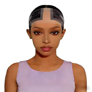 Brown Lace Wig Grip Band Women Adjustable, Wig Grip Band for Lace Front Wigs, Wig Gripper with Ear-Cutouts Natural Lace Edge, Adjustable Non-Slip Band with Velcro Comfortable Breathable and Secure Glueless Velvet Headband, Elastic Headbands