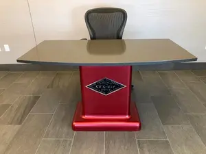 Kwik-Way Industrial Machine Base Quartz Top Office Desk 60" Wide 32" Deep Eco-Friendly Recycled Materials D-Shaped Top