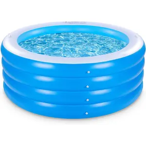 70"x30" Large Deep Round Inflatable Swimming Pool with Handles Family Pool for Summer Water Party Outdoor Garden Backyard Suitable for Adults (Blue)
