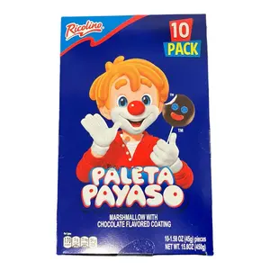 Ricolino Paleta Payaso- Regular Size 10 Count Bonbon Chocolate Lollipop