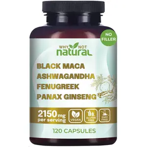 Organic 4-in-1 Energy & Wellness Blend – Black Maca, Ashwagandha, Fenugreek, and Panax Ginseng Capsules for Men & Women by Why Not Natural