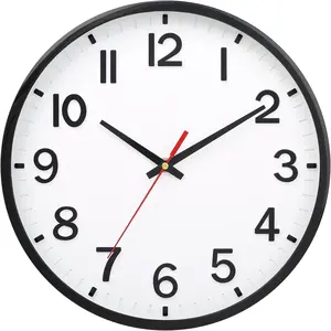 8 Inch Battery Operated Silent Non-Ticking Modern Wall Clock for Living Room Bedroom Kitchen Office Classroom Decor (White and Black)