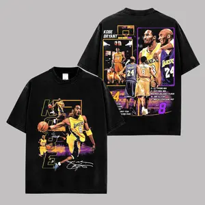 [ 🎉 Sale Up To 50%] Vintage Black Mamba 8 24 Legend Basketball Graphic Tee, Retro LA Gold Purple Championship Washed Cotton T-Shirt, Hardwood Icon Oversized Streetwear Shirt, Unisex Fan Gift Tee
