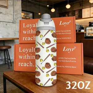 Loyr 32oz Insulated Tumbler, Baseball Pattern, Stainless Steel, Perfect Gift, Modern Style, Ideal for Outdoor, Home, Daily Commute