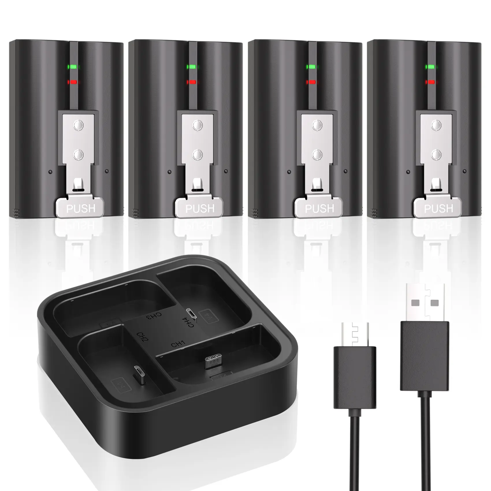 4 Batteries & 4 Port Charging station