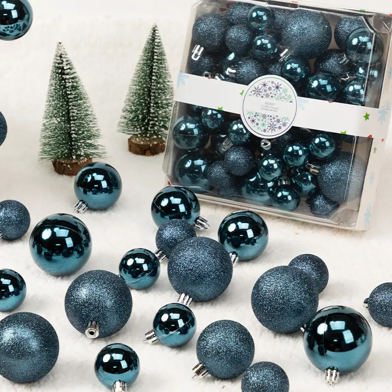 44pcs Glitter Sparkle Hanging Decor for Christmas Tree/ Wedding Party Gift Box 3/4/5cm Square Christmas Ball Ornaments