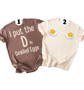 Funny Deviled Eggs Couples Matching Comfort Color Shirts, I Put The D In Deviled Eggs Shirt, Cute Thanksgiving Couple Outfits, Adult Humor Tees