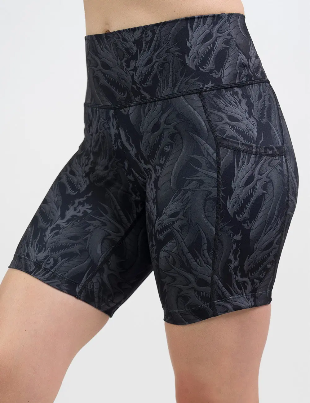 CVG Dark Reign Sports Shorts for Outdoor Activities, Athletic Training, Athletic Wear, Sporty Chic, Dragon Print, Gym Clothes Women, Activewear