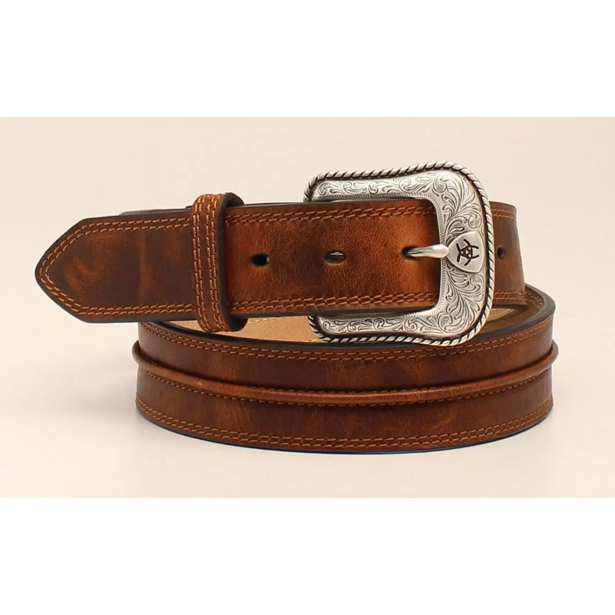 ARIAT MENS BELT 1 1/2" CENTER BUMP MED BROWN