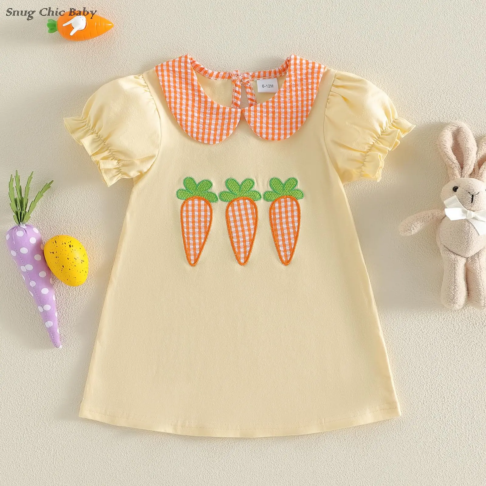 Cute Easter Dress for Baby Girls - Yellow Peter Pan Collar Puff Sleeve Dress with Carrot Embroidery, Casual Summer A-line Skirt, Suitable for Infants and Toddlers (1-5 years old) - TikTok Shop Cute Easter Dress for Baby Girls - Yellow Peter Pan Collar Puff Sleeve Dress with Carrot Embroidery, Casual Summer A-line Skirt, Suitable for Infants and Toddlers (1-5 years old) - TikTok Shop