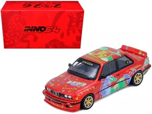 Pandem Rocket Bunny E30 "Chinese New Year 2026 Special Ed" Red Metallic with Graphics 1/64 Diecast Model Car by Inno Models