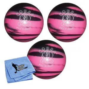 EPCO Duckpin Bowling Ball - Cobra Pro Rubber - Pink & Black (4 3/4 inch- 3lbs. 6oz.) - 3 Balls